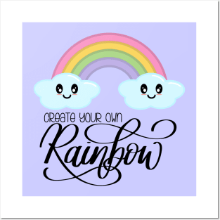 Create Your Own Rainbow with Kawaii Cute Clouds in Purple Posters and Art